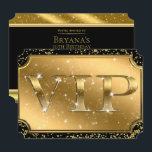 Gold Black Confetti Sparkle Glam VIP Party Ticket Invitation<br><div class="desc">customise with any text</div>