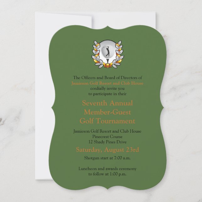 Gold Black Corporate Golf Tournament Invitation (Front)