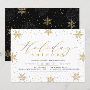 Gold & Black Corporate Holiday Soiree Party Invitation