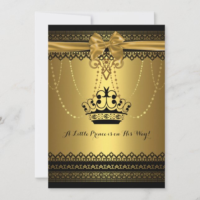 Gold & Black Crown Baby Shower Invitation (Front)