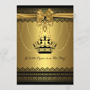 Gold & Black Crown Baby Shower Invitation