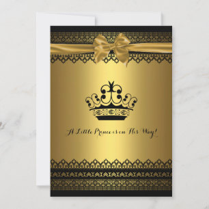 Gold & Black Crown Baby Shower Invitation