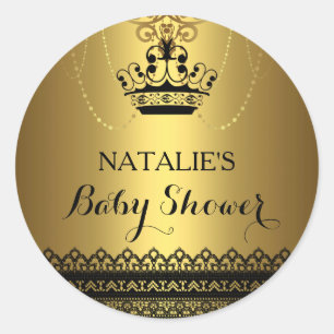 Gold & Black Crown Baby Shower Sticker