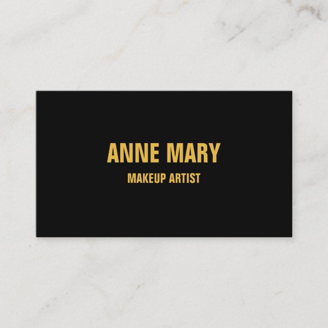 Gold Black Custom Colour Makeup Artist Modern Cool Business Card (Front)
