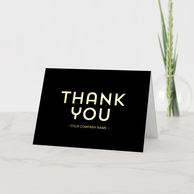 Gold & Black Custom Logo Business Stationery Foil Greeting Card (Front)