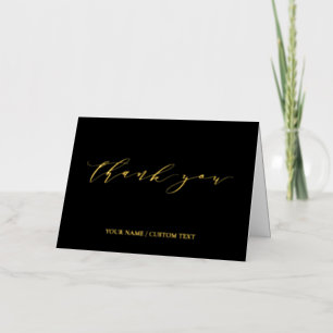 Gold & Black Custom Text / Name Thank you Foil Greeting Card