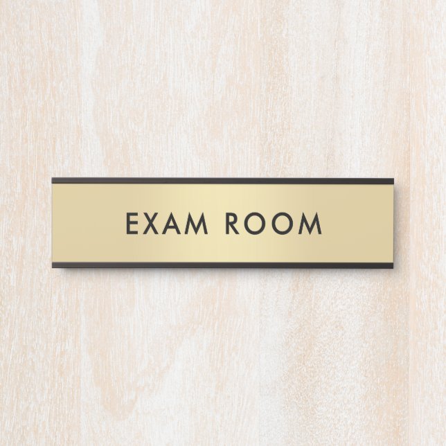 Gold Black Customisable Text Template Exam Room Door Sign (Front)