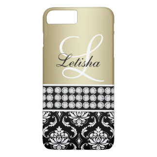 Gold Black Damask, Your Name Monogram iPhone 8 Plus/7 Plus Case
