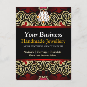 Gold+Black Decorative Jewellery Business Postcard