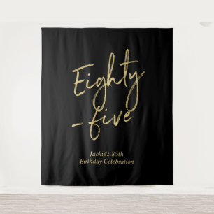 Gold & Black Eighty five 85th Birthday Party Tapestry