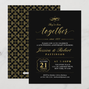Gold & Black   Elegant 50th Wedding Anniversary Invitation