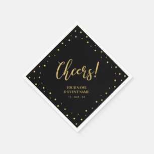 Gold & Black Elegant Classic Cheers Birthday Party Napkin