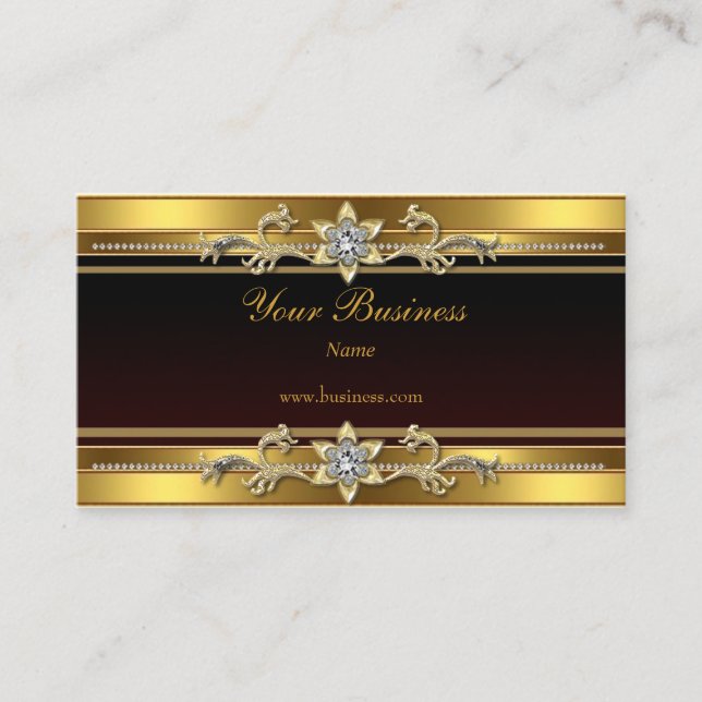 Gold Black Elegant Classy Jewel Business Card (Front)