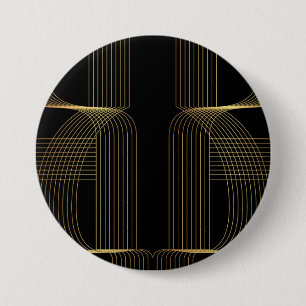 Gold, black, elegant, cool, unique trendy line art 7.5 cm round badge