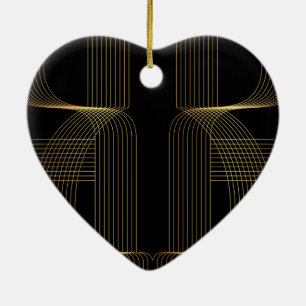 Gold, black, elegant, cool, unique trendy line art ceramic tree decoration
