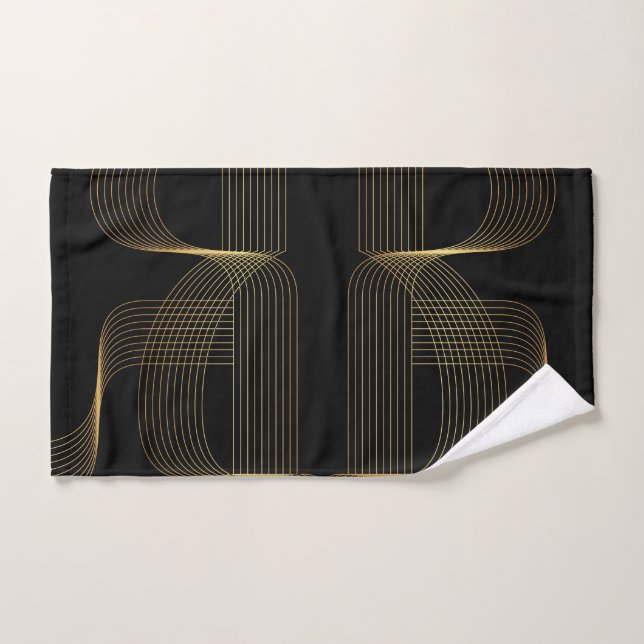 Gold, black, elegant, cool, unique trendy line art hand towel (Hand Towel)