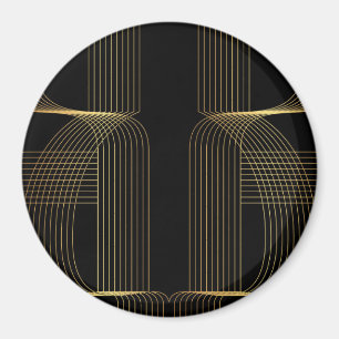 Gold, black, elegant, cool, unique trendy line art magnet