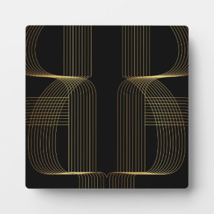 Gold, black, elegant, cool, unique trendy line art plaque