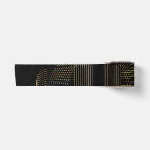Gold, black, elegant, cool, unique trendy line art satin ribbon