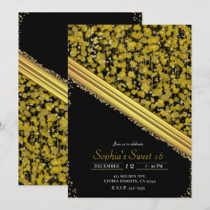Gold & Black Elegant Glam Sweet 16 Party Invitation