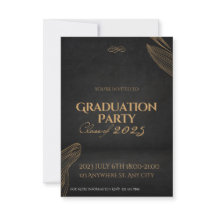 Gold Black Elegant Graduation Invitation Party