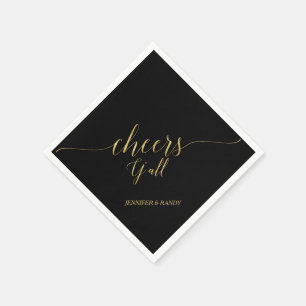 Gold & Black   Elegant Lettering Cheers Y' all Napkin