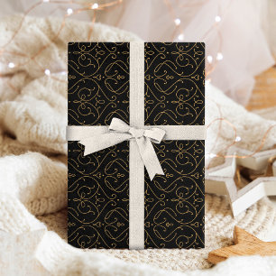 Gold black elegant modern classic vintage wedding wrapping paper