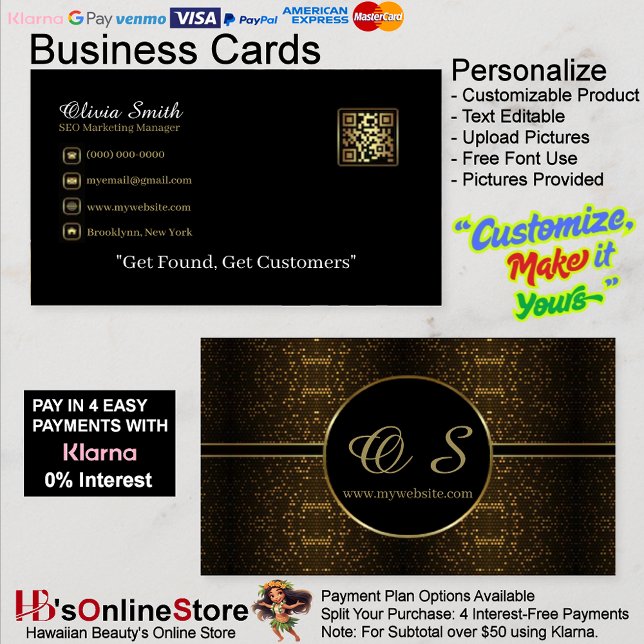 Gold Black Elegant QR Code Business Card 18 (Gold Black Elegant QR Code Business Card 18.)