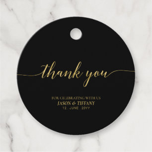 Gold & Black Elegant Script Party Favour Thank you Favour Tags