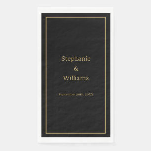 Gold Black Elegant Simple Name Minimal Wedding Napkin