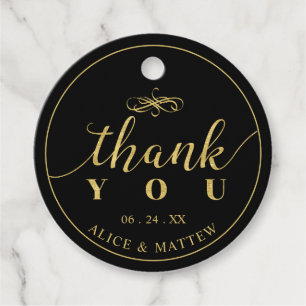 Gold & Black   Elegant Wedding Thank you Gift Favour Tags