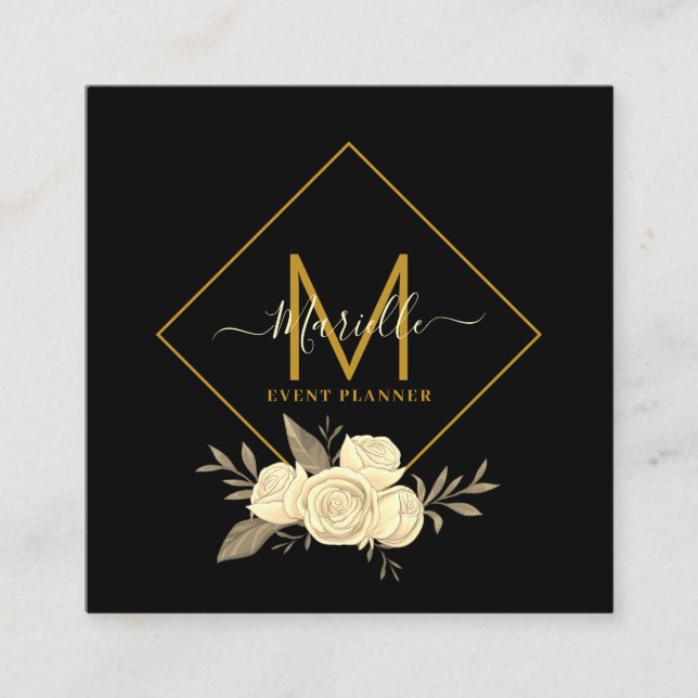 Gold Black Event Planner Business Card (Front)