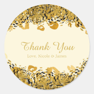 Gold & Black Exotic Jungle Cheetah Cream Favour Classic Round Sticker