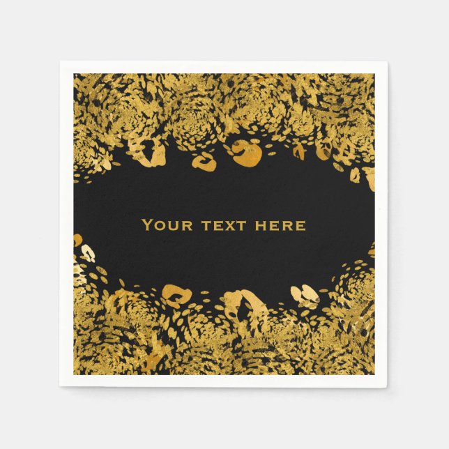 Gold & Black Exotic Jungle Cheetah Elegant Napkin (Front)
