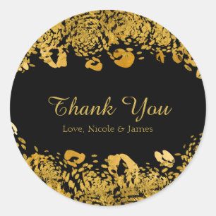 Gold & Black Exotic Jungle Cheetah Glam Favour Classic Round Sticker