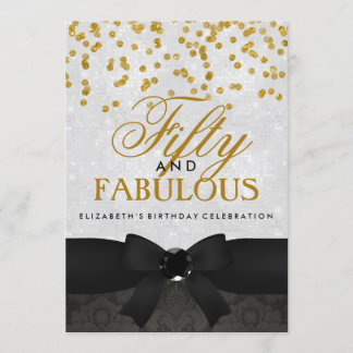 Gold & Black Fabulous 50th Birthday Party Invite