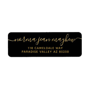 Gold Black Fancy Handwriting Script Return Address