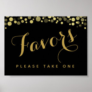 Gold & Black Favours party or wedding sign