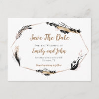 Gold Black Feather leaves Frame/Save The Date