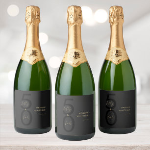 Gold Black Fifty and Fabulous Script 50th Birthday Sparkling Wine Label