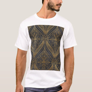 Gold Black Filigree Damask T-Shirt