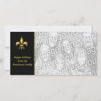 Gold Black Fleur de Lis Photo Christmas