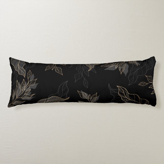 Gold Black Floral Body Cushion (Front)