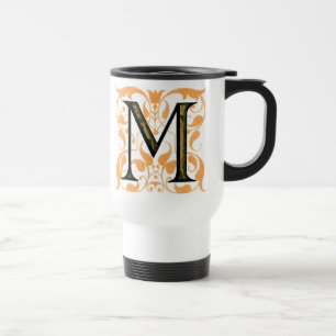 Gold & Black Floral 'M' - Mug