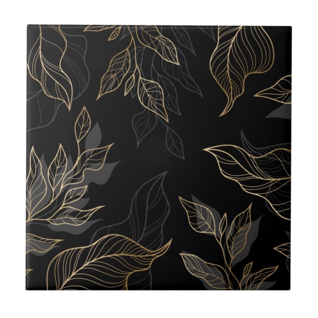 Gold Black Floral Tile (Front)
