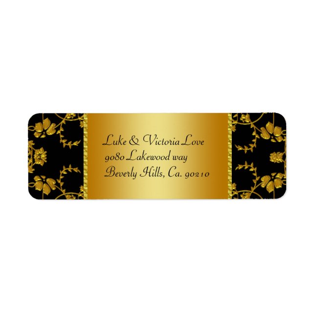 Gold & Black Floral Wedding Monogram (Front)