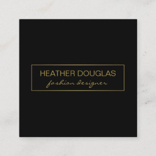 Gold Black Foil Shine Square Business Card