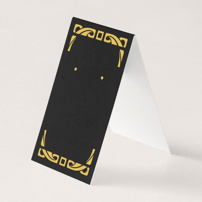 Gold & Black Fold Over Earring Card Custom Text (Front)