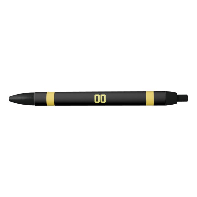 Gold & Black Football Team Personalised Black Ink Pen (Front)