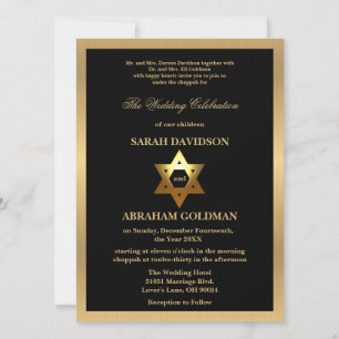 Gold Black Formal Traditional Jewish Wedding Invit Invitation